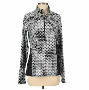 Black White Print Athletic Half Zip Champion C9 XL